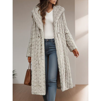 Damen Strickmantel Oversized Zopfmuster