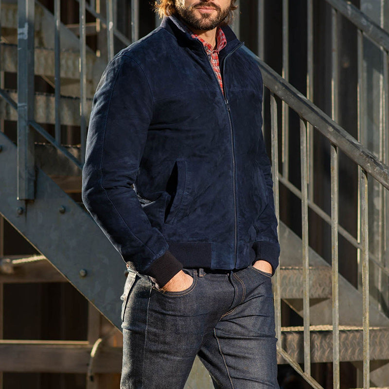 Herren Lederbomberjacke Moderner Schnitt