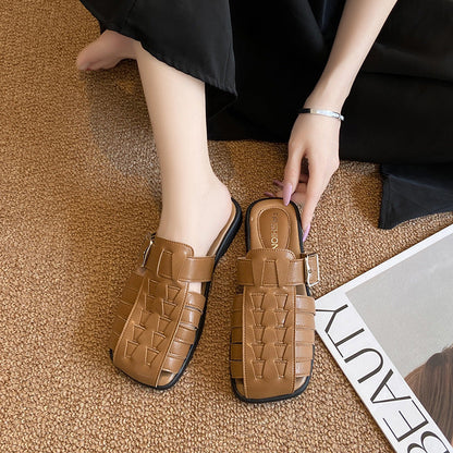Damen Mules Bequem mit Riemen