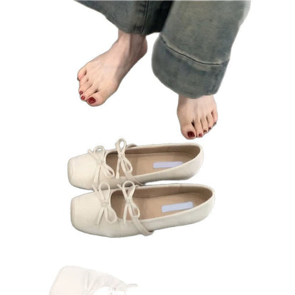 Damen Ballerinas Wildleder Elegant mit Schleife