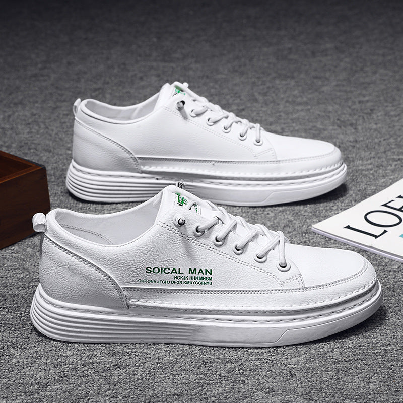 Herren Leder Sneaker Weich Lässig Schwarz - Norvielle