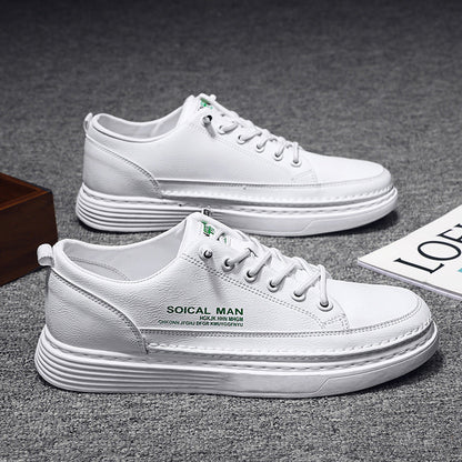 Herren Leder Sneaker Weich Lässig Schwarz - Norvielle