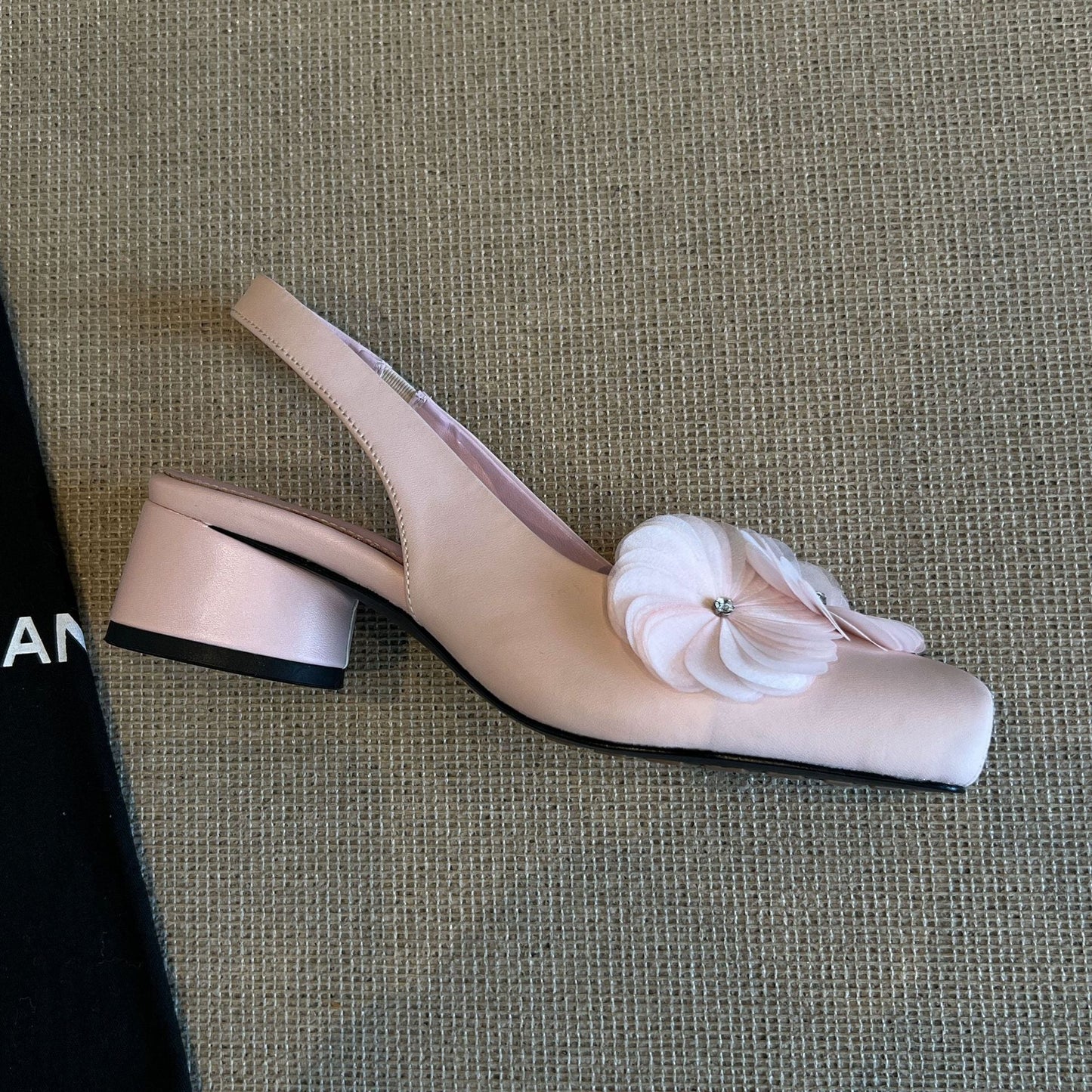 Damen Ballerinas Slingback mit Blumenapplikationen Komfortabsatz