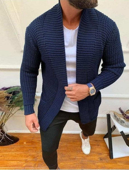 Herren Strickjacke Tiefkragen Modern Struktur Optik