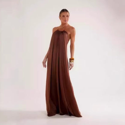 Elegantes Damen Abendkleid Lang Halsband