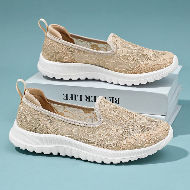 Damen Sneaker Slip-On Weich Spitze Dämpfung