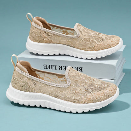Damen Sneaker Slip-On Weich Spitze Dämpfung