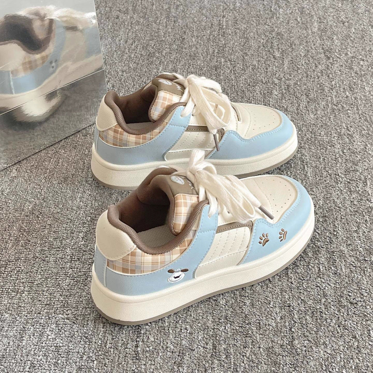 Damen Sneaker Kariert Bequem Sportlich
