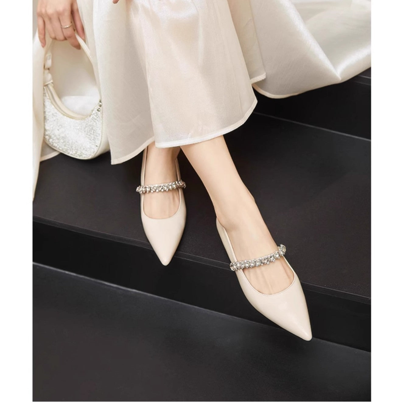 Damen Slingback Pumps Kristallriemen