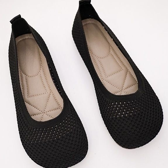Damen Ballerinas Weich Atmungsaktives Leder Komfortschuhe