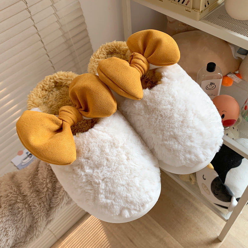 Damen Hausschuhe Weich Flauschig Warm Mit Schleife
