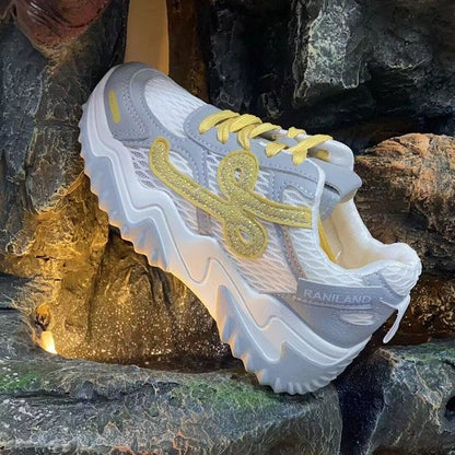 Damen Sneaker Atmungsaktiv Glitzernde Akzente Sportlich