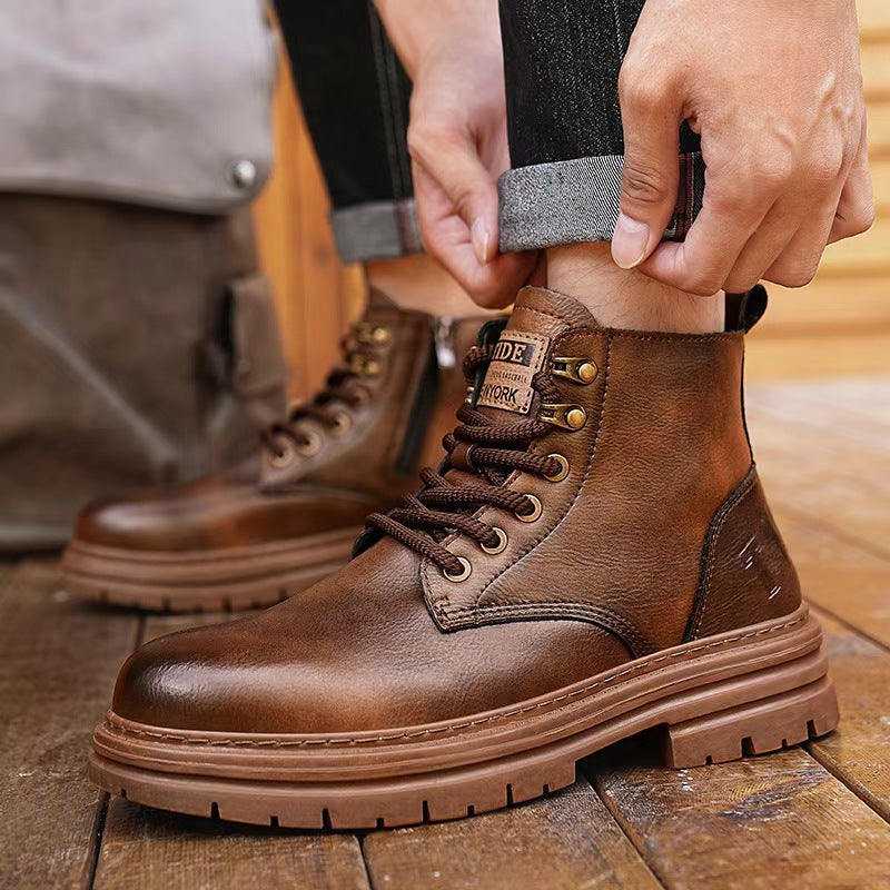 Damen Lederstiefeletten Braun Schnürsenkel