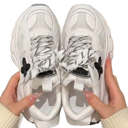 Damen Sneaker Stylisch Blumen Dekor Chunky