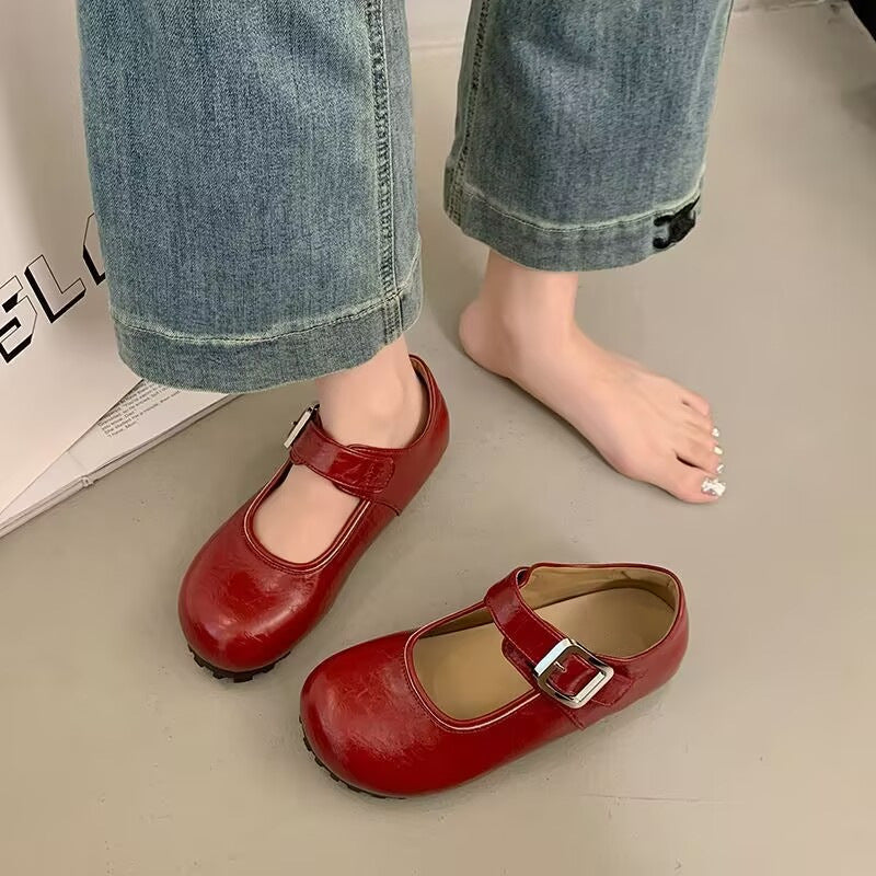 Damen Ballerinas Mary Jane mit verstellbarem Riemen Elegantes Design