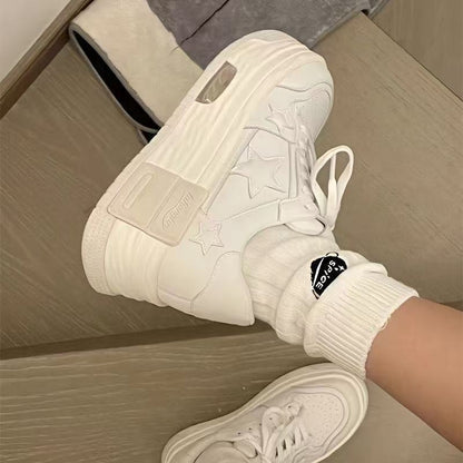 Damen Plattform Sneaker Bequem Sternen Design