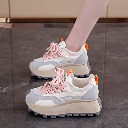 Damen Plateau Sneaker Hoch Rutschfest Farbverlauf