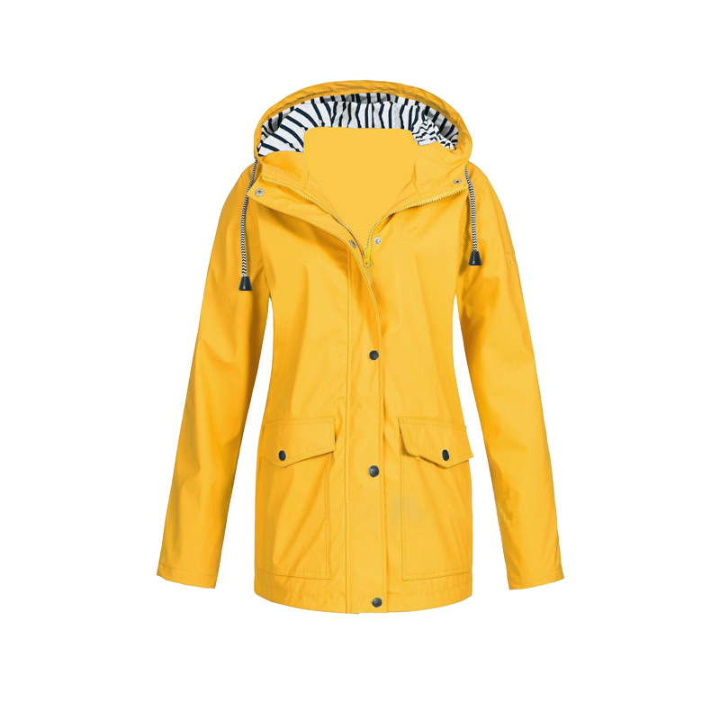 Damen Regenjacke Wasserdicht Mit Kapuze Schwarz - Norvielle