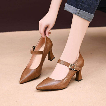 Damen Pumps Mary Jane Schuhe Schnalle