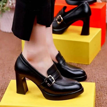 Damen High Heels Pumps mit Schnalle Schwarz - Norvielle
