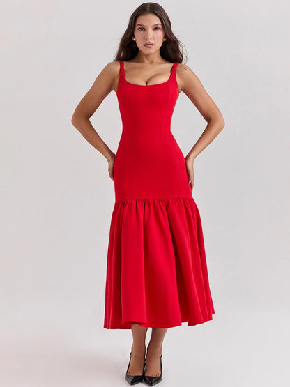Elegantes Damen Maxikleid Rüschen Abendkleid