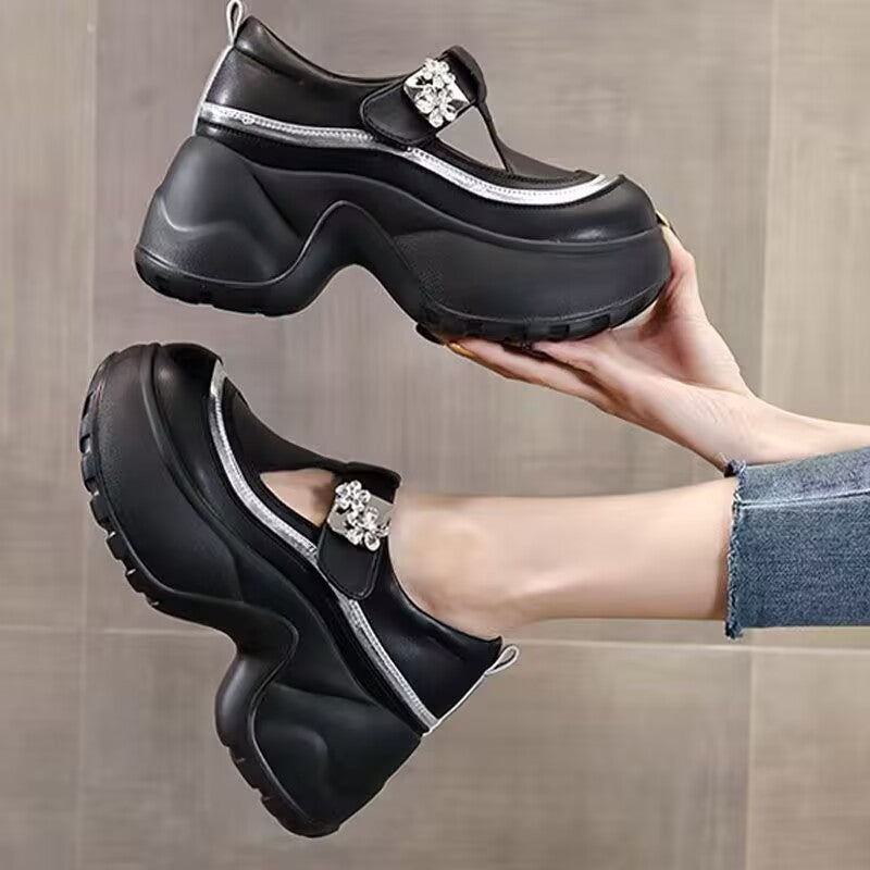 Damen Schnürschuhe Chunky Blüten Applikationen