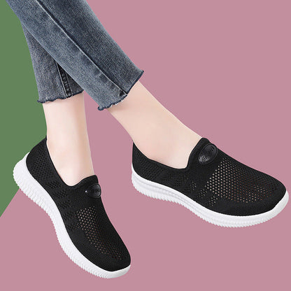 Damen Slip-On Schuhe Atmungsaktives Material Bequem Freizeit