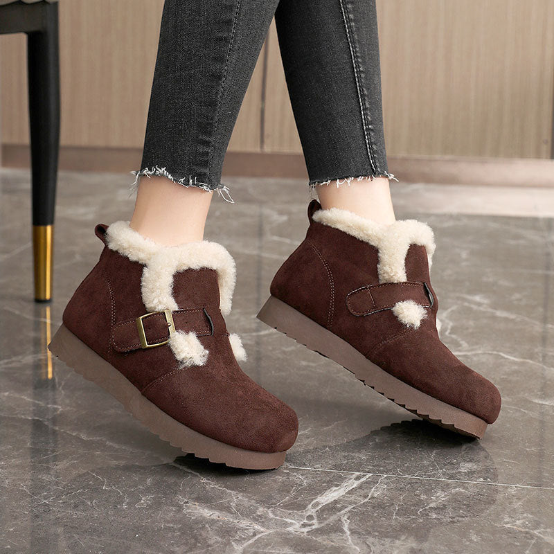 Damen Winterstiefeletten Weich Riemchen