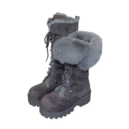 Damen Winterstiefel Warm Fellkragen Rutschfest