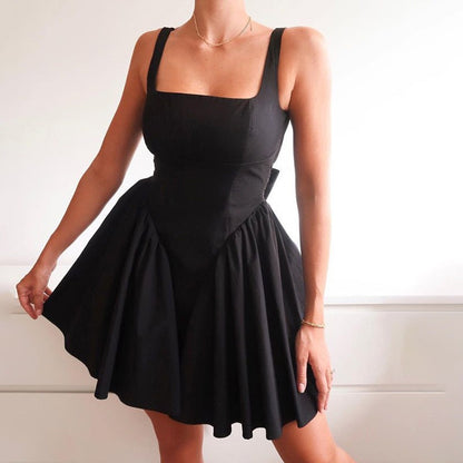 Damen Minikleid A-Linie Rundhals Ausgefallen