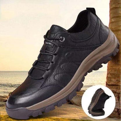 Damen Leder Schuhe Komfortabel Schwarz - Norvielle