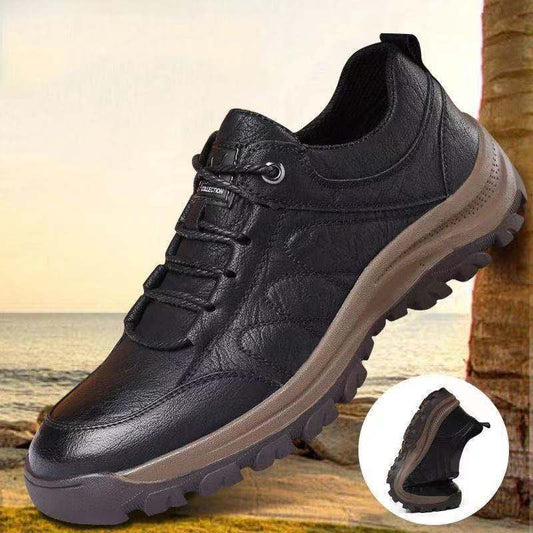Damen Leder Schuhe Komfortabel Schwarz - Norvielle