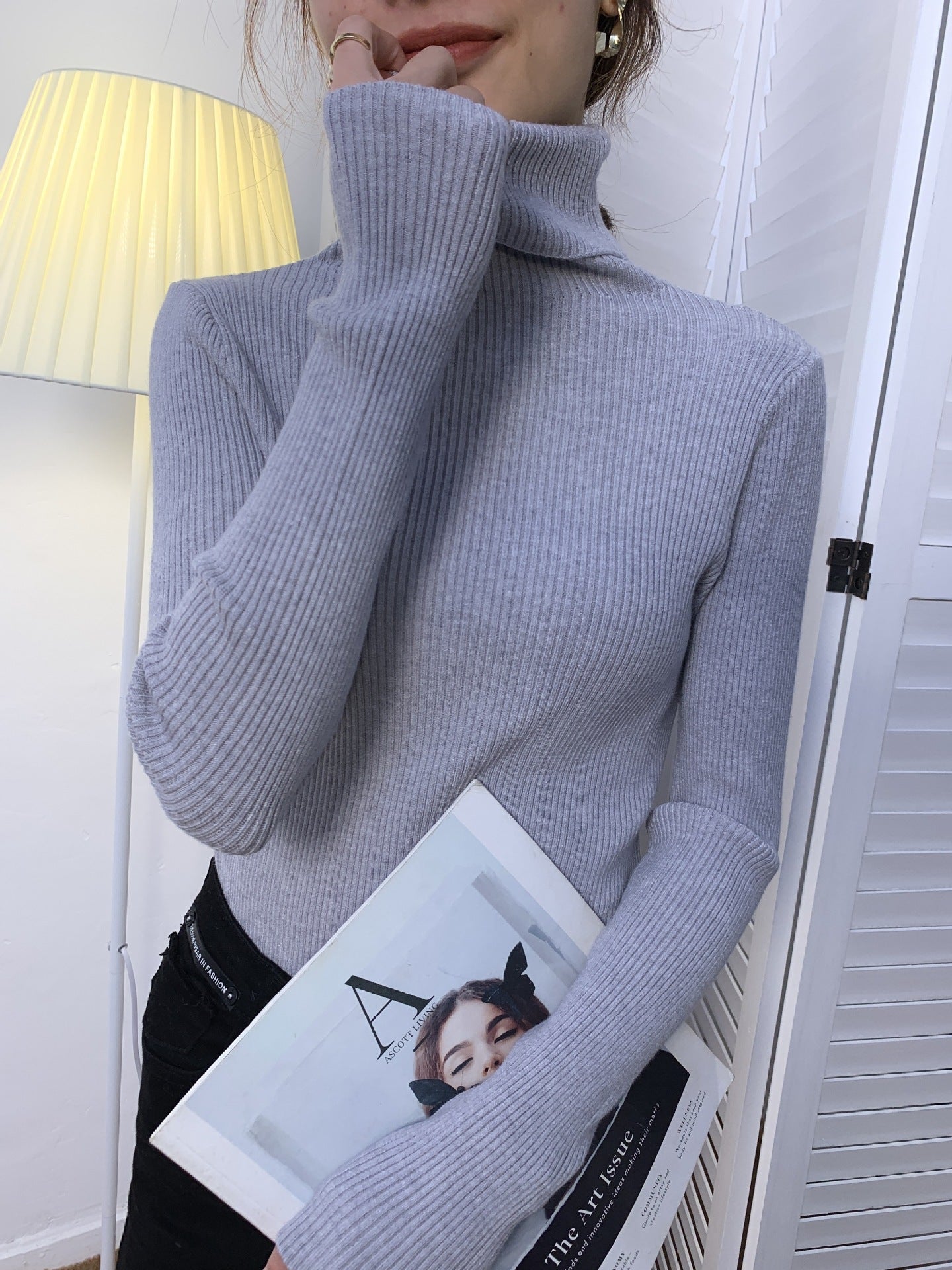Damen Rollkragenpullover Weich Warm Oversized
