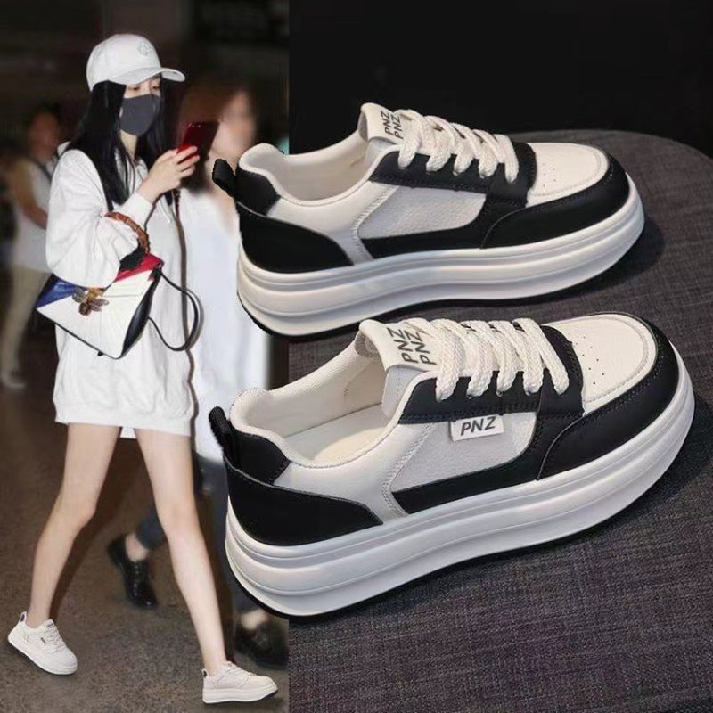 Damen Plateausneaker Atmungsaktiv Bequem Schwarz - Norvielle