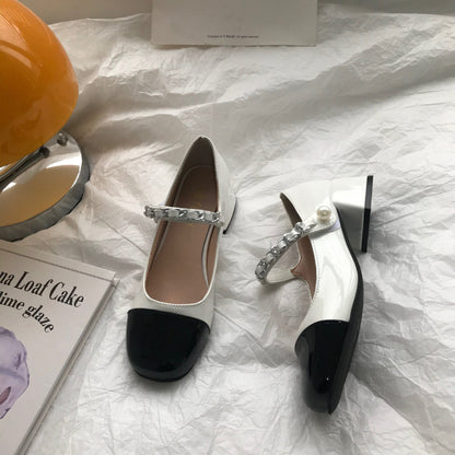 Damen Mary Jane Schuhe Metallic Elegantes Design