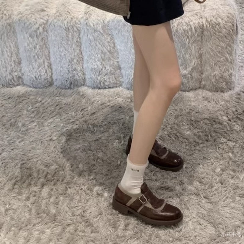 Damen Halbschuhe mit Schnalle und Riemen Modisch