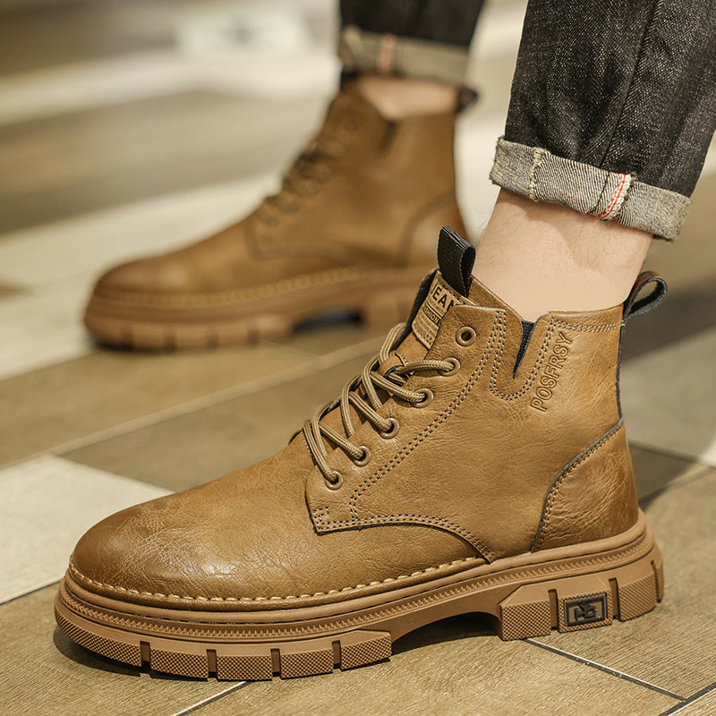 Damen Lederstiefel Robust Rutschfeste Gummisohle