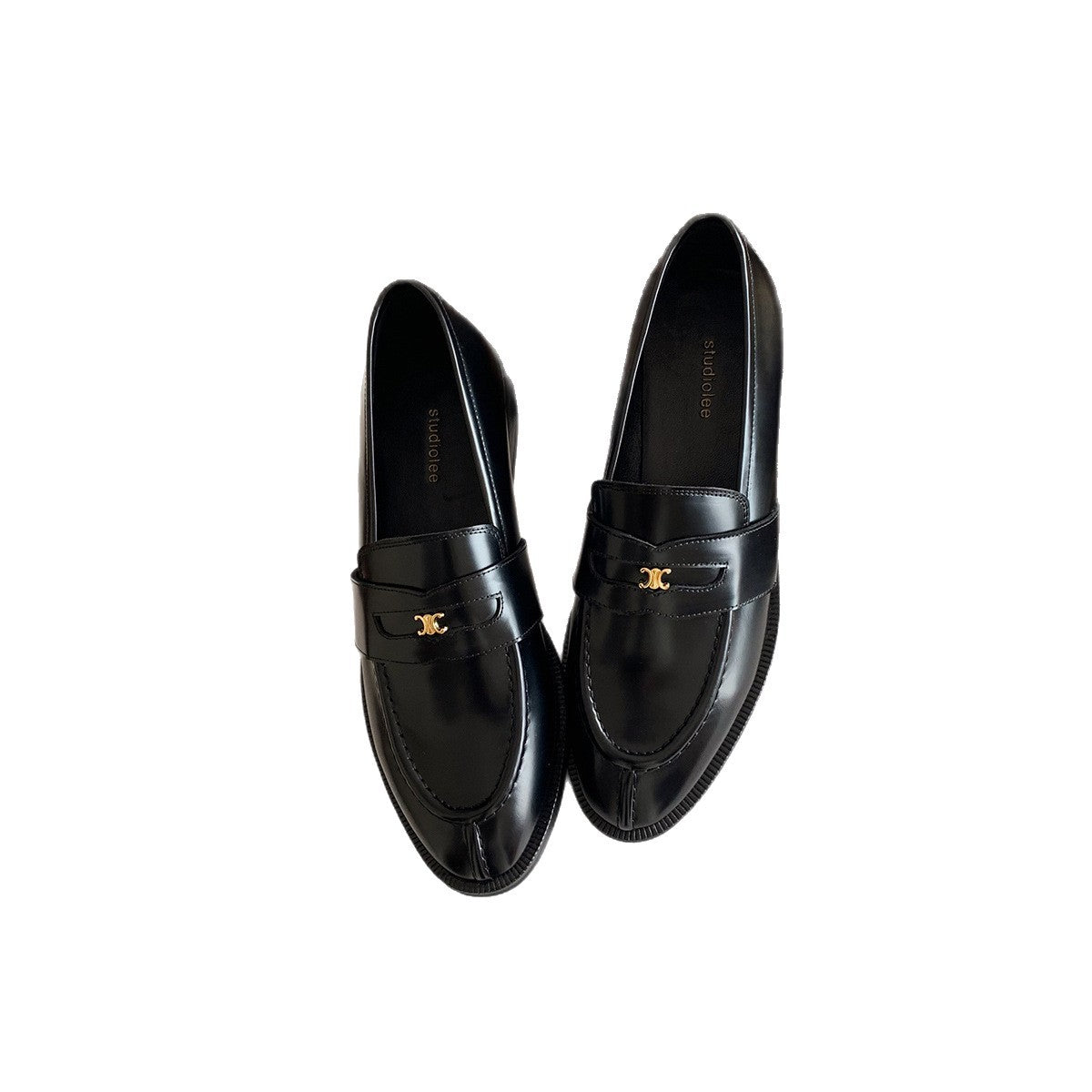 Damen Leder Loafers Gold
