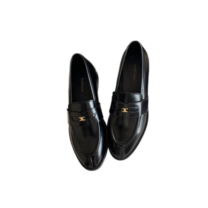 Damen Leder Loafers Gold