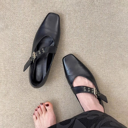 Damen Slingbacks Elegant Quadratzehen Riemen