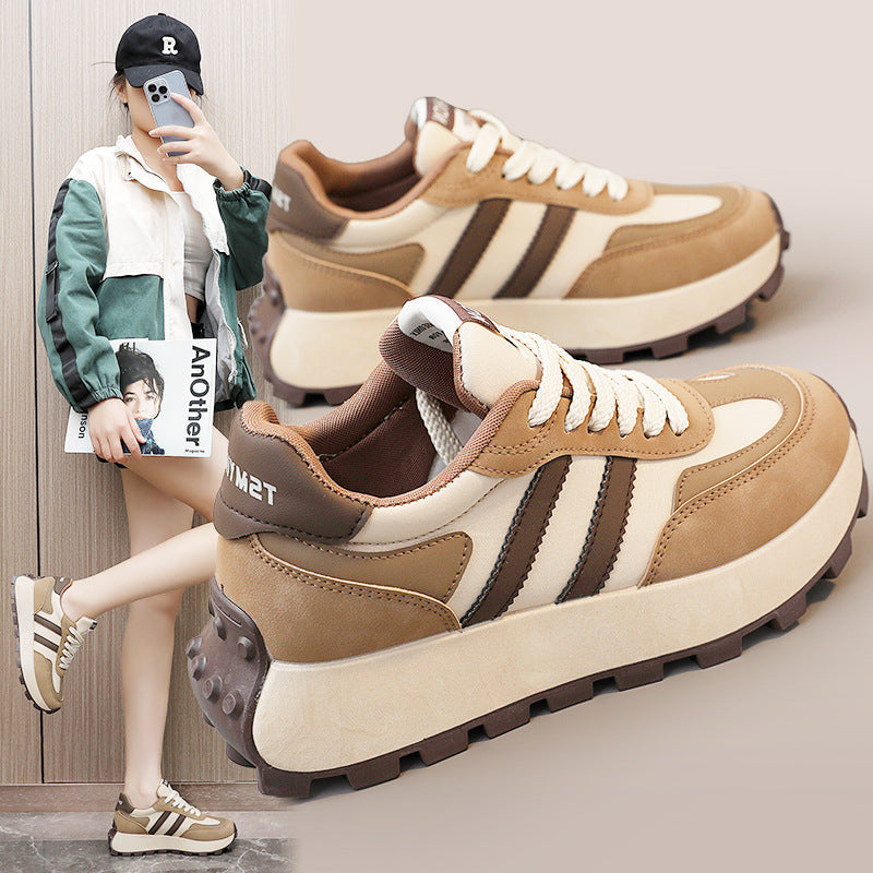 Damen Plateau Sneaker Rutschfeste Sohlen Schwarz - Norvielle