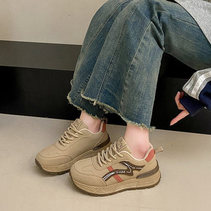Damen Laufschuhe Dicksohlige Sneaker Mit Fußbett Technologie