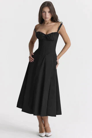 Damen A-Linie Midikleid mit Trägern