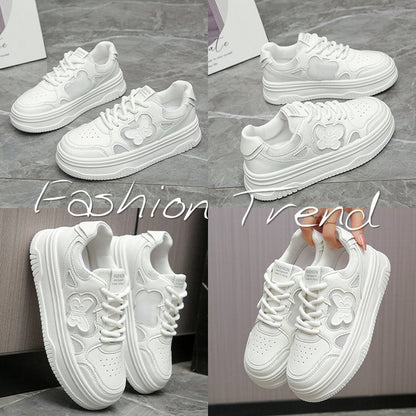 Damen Sneaker Blumenapplikation Weiches Leder