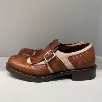 Damen Schnürschuhe Elegantes Lochmuster Leder