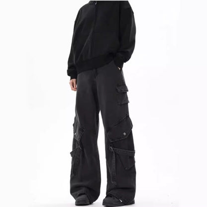 Damen Cargo-Hose Bequem Mit Seitentaschen Weite Passform