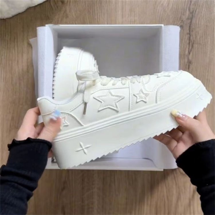 Damen Plateau Sneaker Sternenmuster Komfortsohle