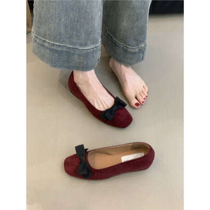 Damen Ballerinas mit Schleife aus Samt