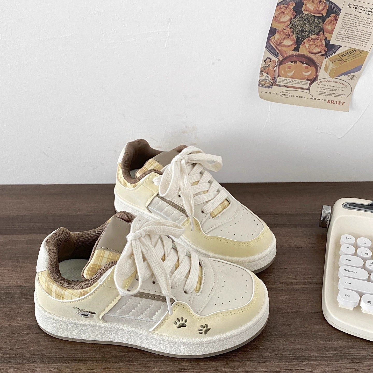 Damen Sneaker Karomuster Atmungsaktiv Bequem Schwarz - Norvielle