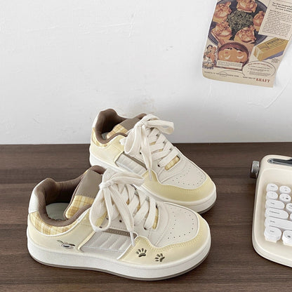 Damen Sneaker Karomuster Atmungsaktiv Bequem Schwarz - Norvielle